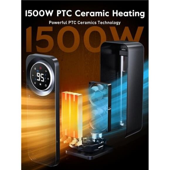 Touch Panel Space Heaters for Indoor Use, 1500W Fast Heating Electric Heater - Picture 2 of 7